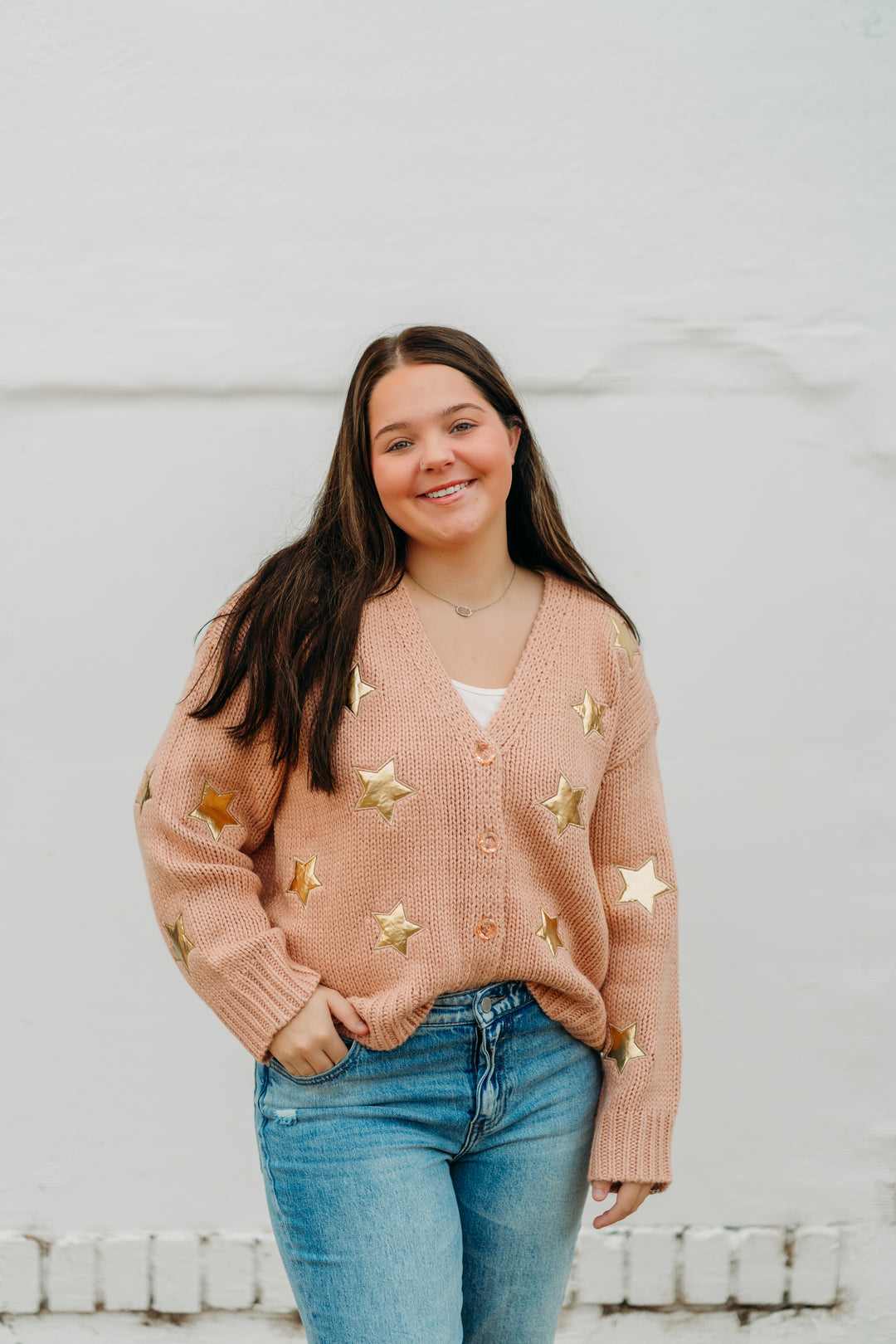 Ivy Jane: Gold Star Cardigan in Blush 930043