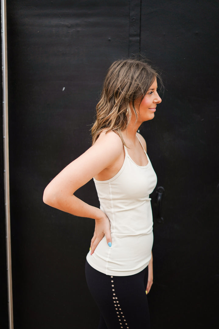 Glyder: Spaghetti Strap Tank in Off-White