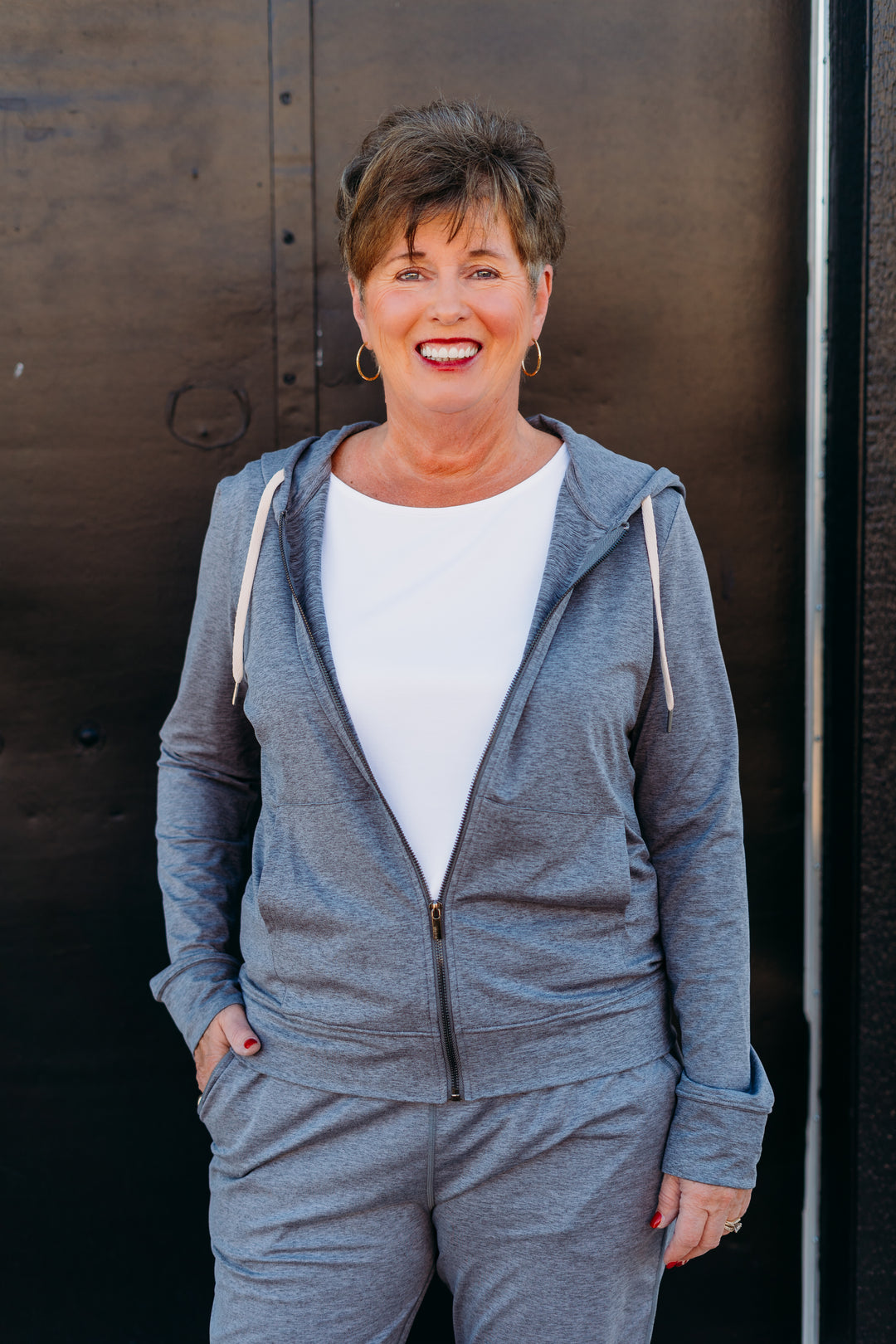 Glyder: On the Go Lightweight Zip Up Hoodie in Ash Grey Marble