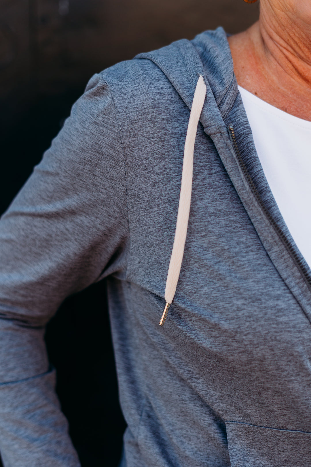 Glyder: On the Go Lightweight Zip Up Hoodie in Ash Grey Marble