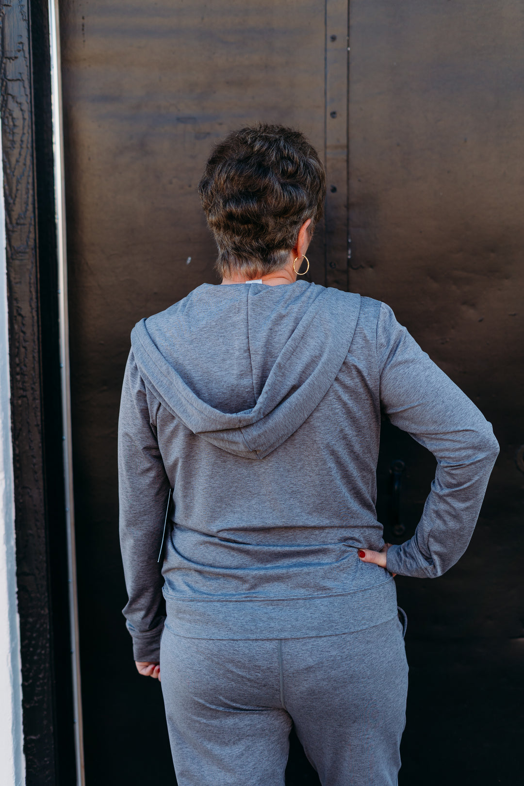 Glyder: On the Go Lightweight Zip Up Hoodie in Ash Grey Marble