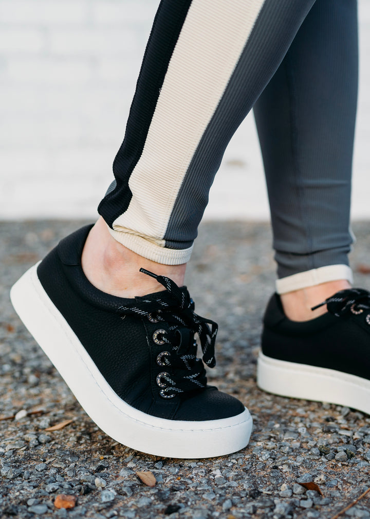 Vaneli: Ysenia Black Milled Calf Sneakers