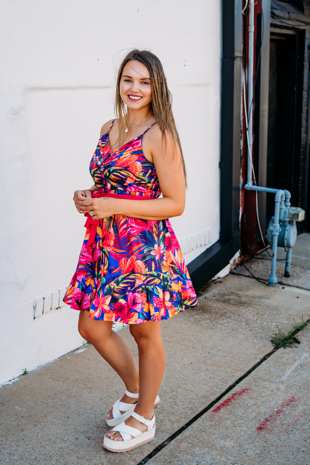 Joy Joy: Spagetti Strape Flounce Hem Dress in Hawaiian Bliss