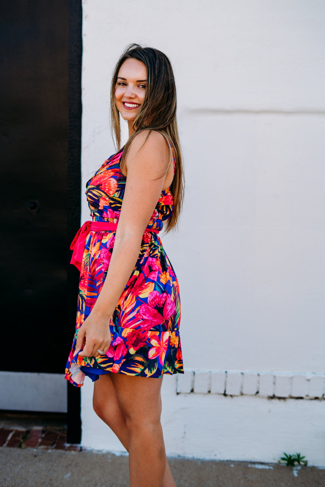 Joy Joy: Spagetti Strape Flounce Hem Dress in Hawaiian Bliss