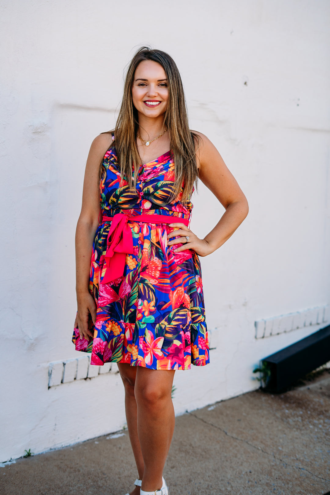 Joy Joy: Spagetti Strape Flounce Hem Dress in Hawaiian Bliss