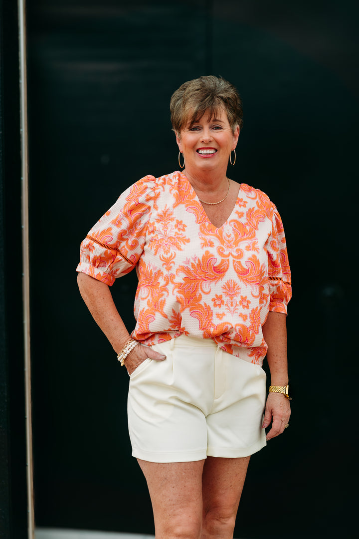 Jade: Front Pleated Short in Cream 71Q9745SW