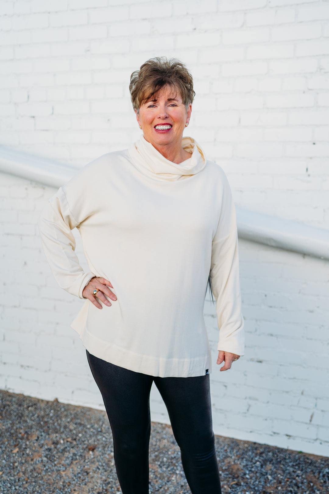 Glyder: Scarf Neck Tunic in Oatmilk