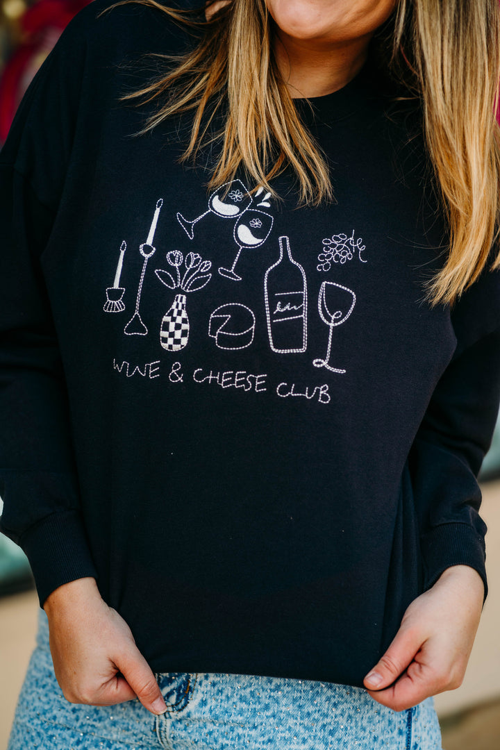 Z Supply: Wine Club Sunday Sweatshirt in Black Sand
