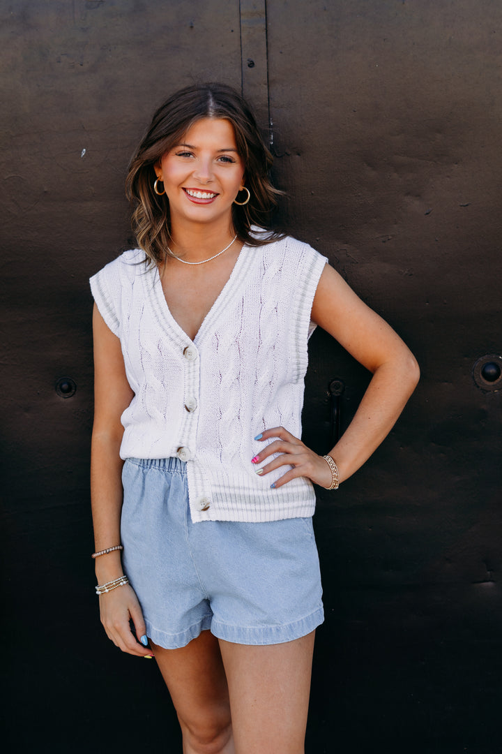 Z Supply: Fairway Knit Vest in White