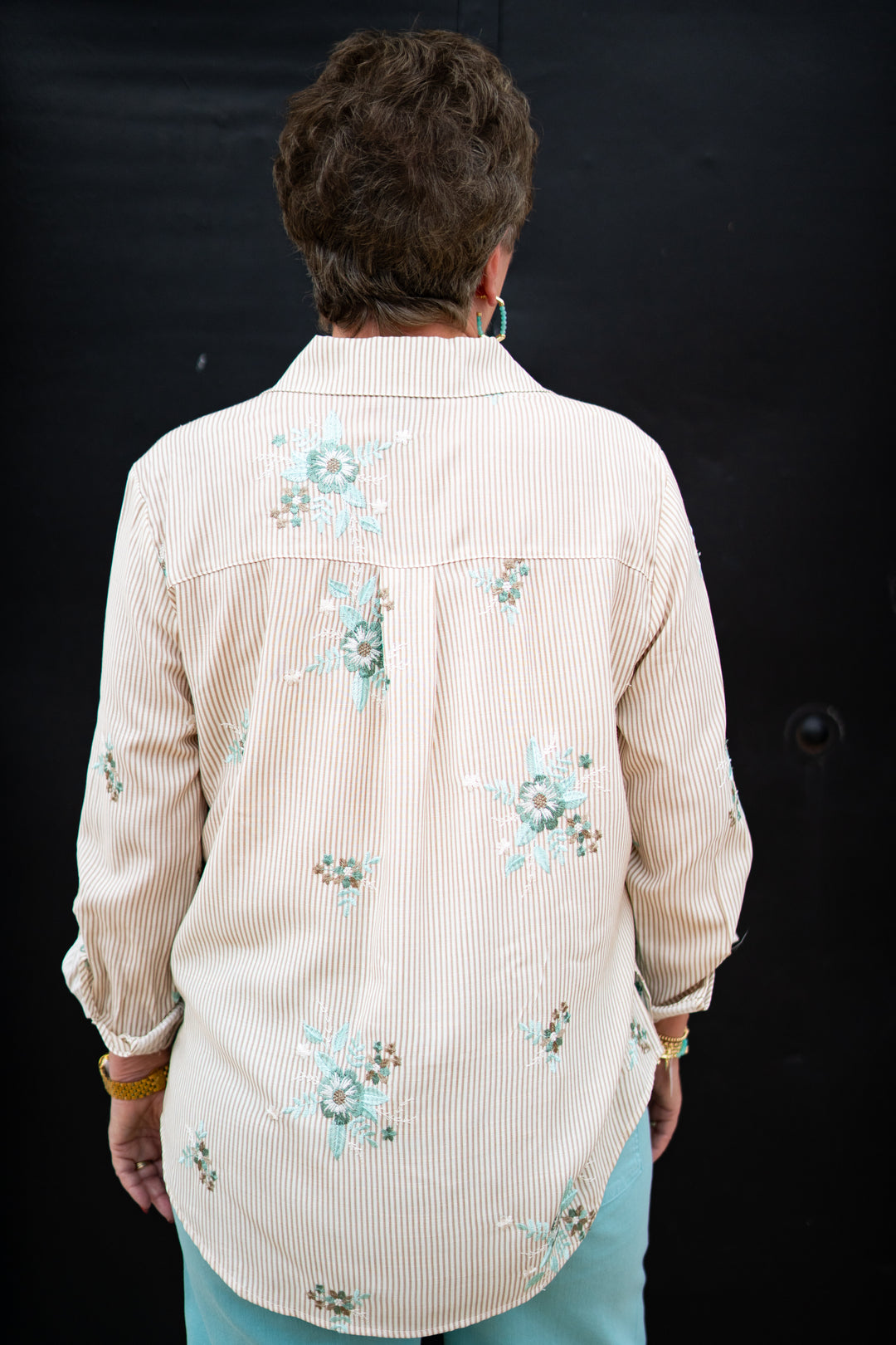 Multiples: Roll Tab Front Button Shirt W/ Embroidery (M35411BM)