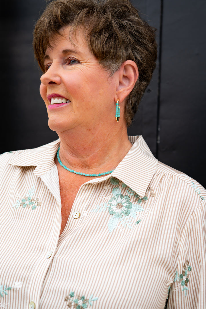 Multiples: Roll Tab Front Button Shirt W/ Embroidery (M35411BM)