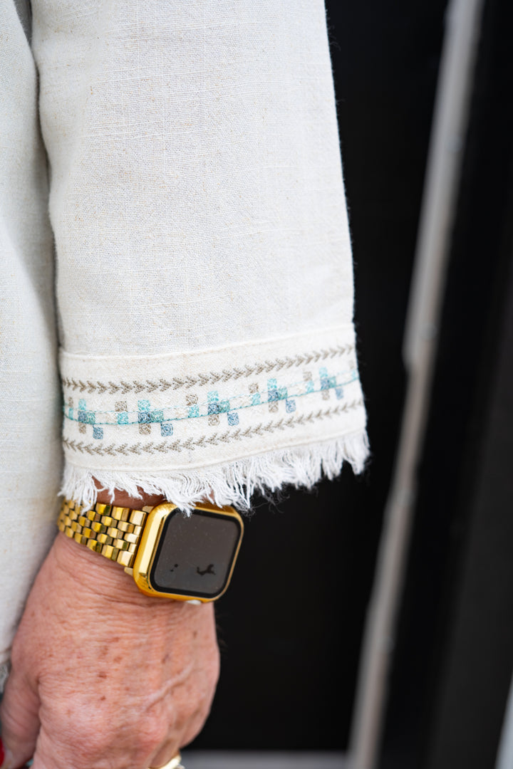 Multiples: 3/4 Sleeve Top W/ Embroidery (M35408TM)