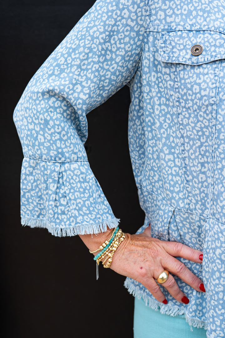 Multiples: 3/4 Flounce Sleeve Button Front Jacket (M35407JM)