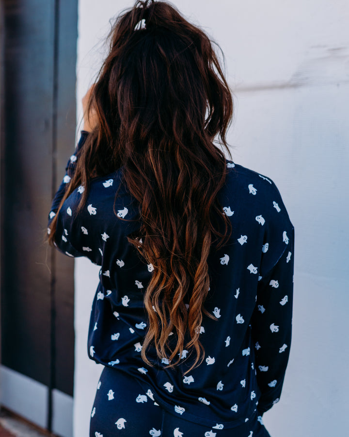 Z Supply: Regan Ghost Long Sleeve Top in Black San