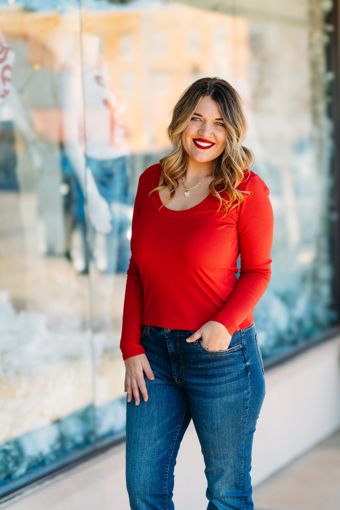 Z Supply: Sirena Rib Tee in Haute Red ZT231242