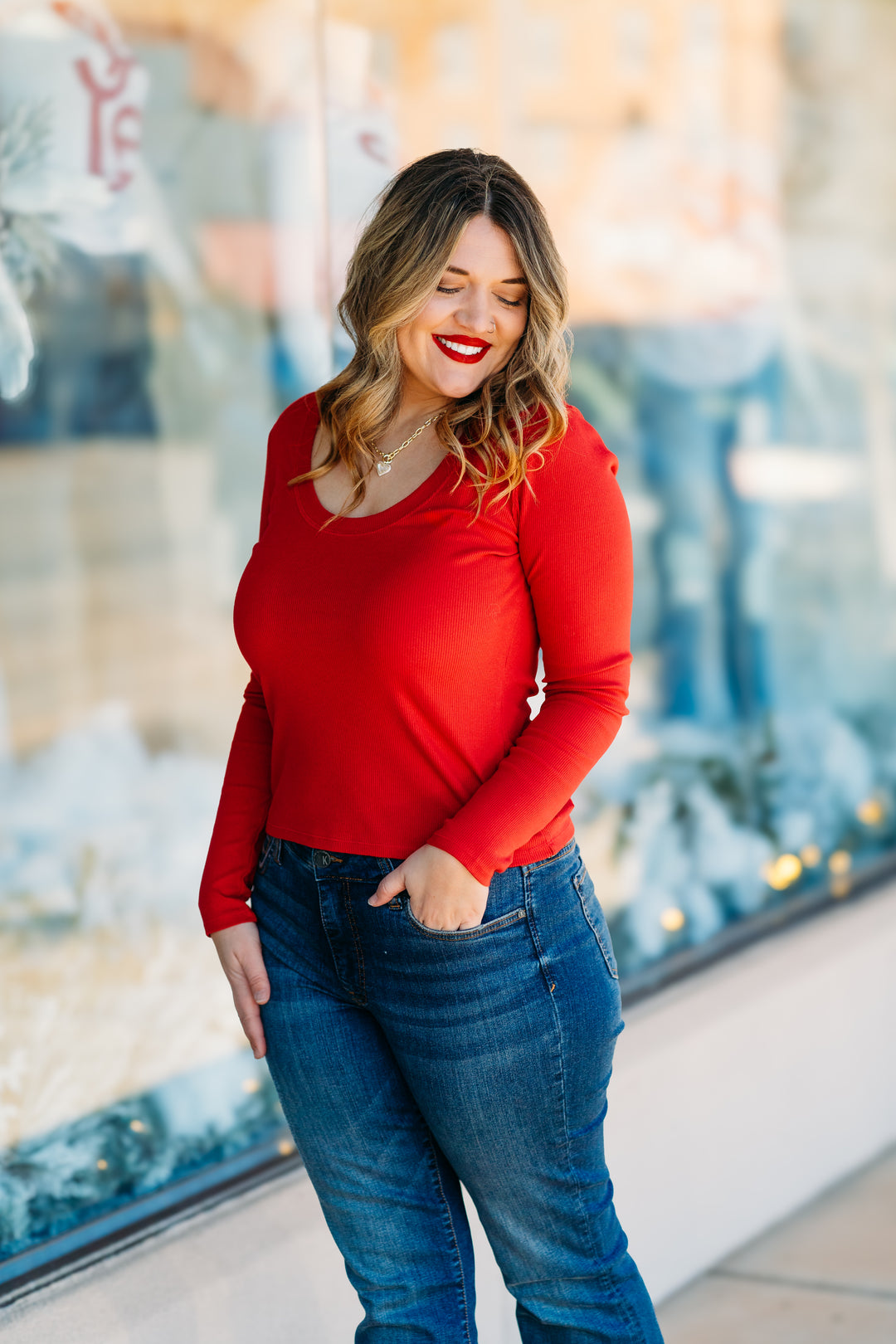 Z Supply: Sirena Rib Tee in Haute Red ZT231242