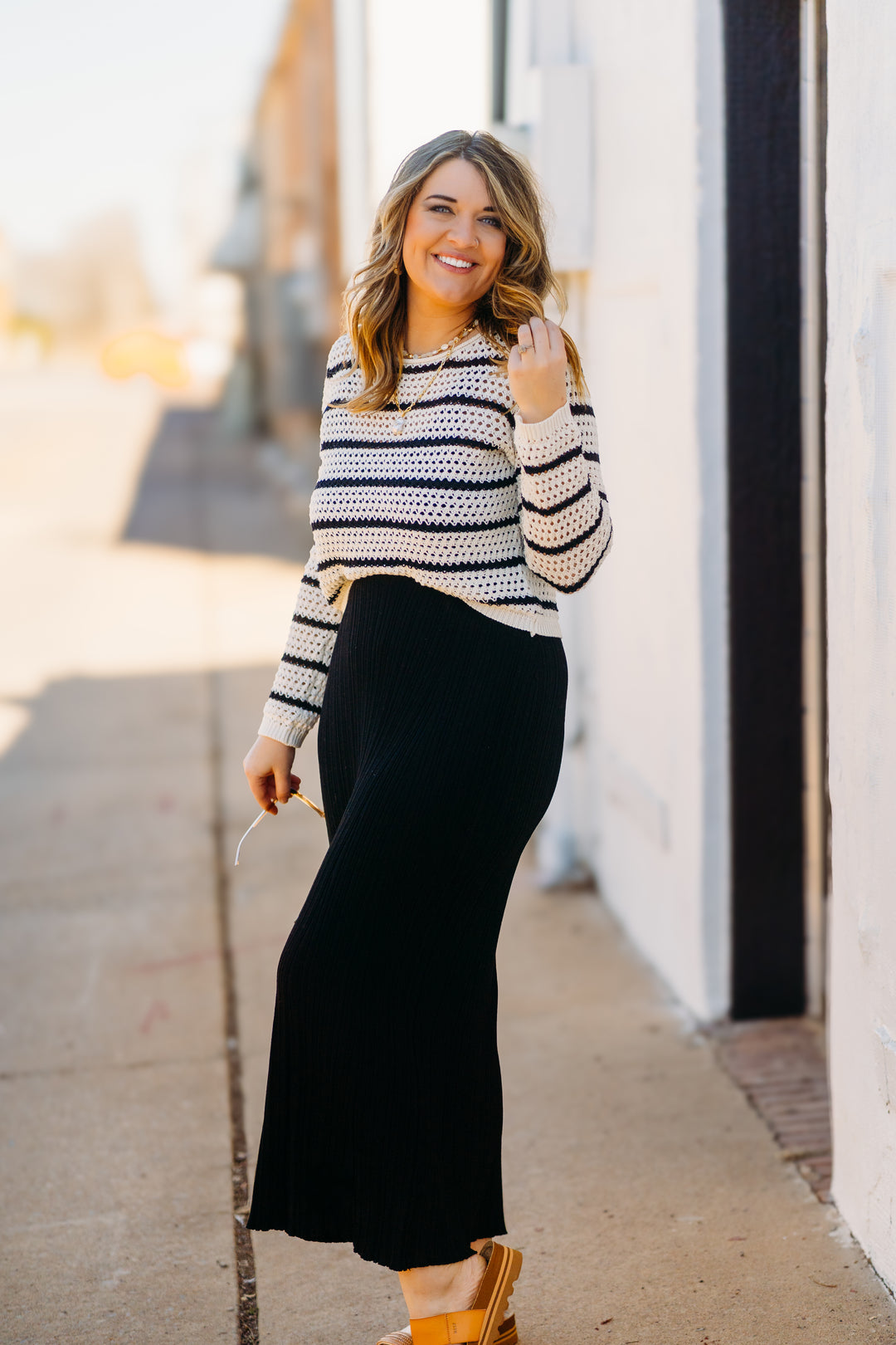 Z Supply: Kit Stripe Crochet Sweater in Sea Salt