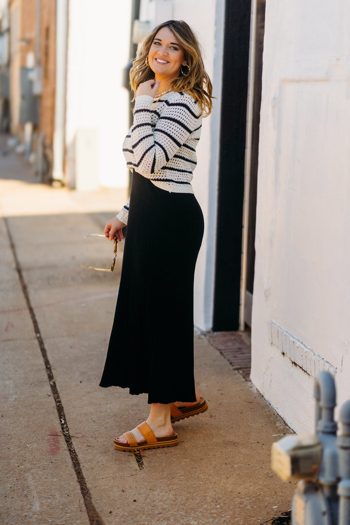 Z Supply: Kit Stripe Crochet Sweater in Sea Salt