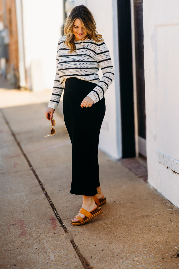 Z Supply: Kit Stripe Crochet Sweater in Sea Salt