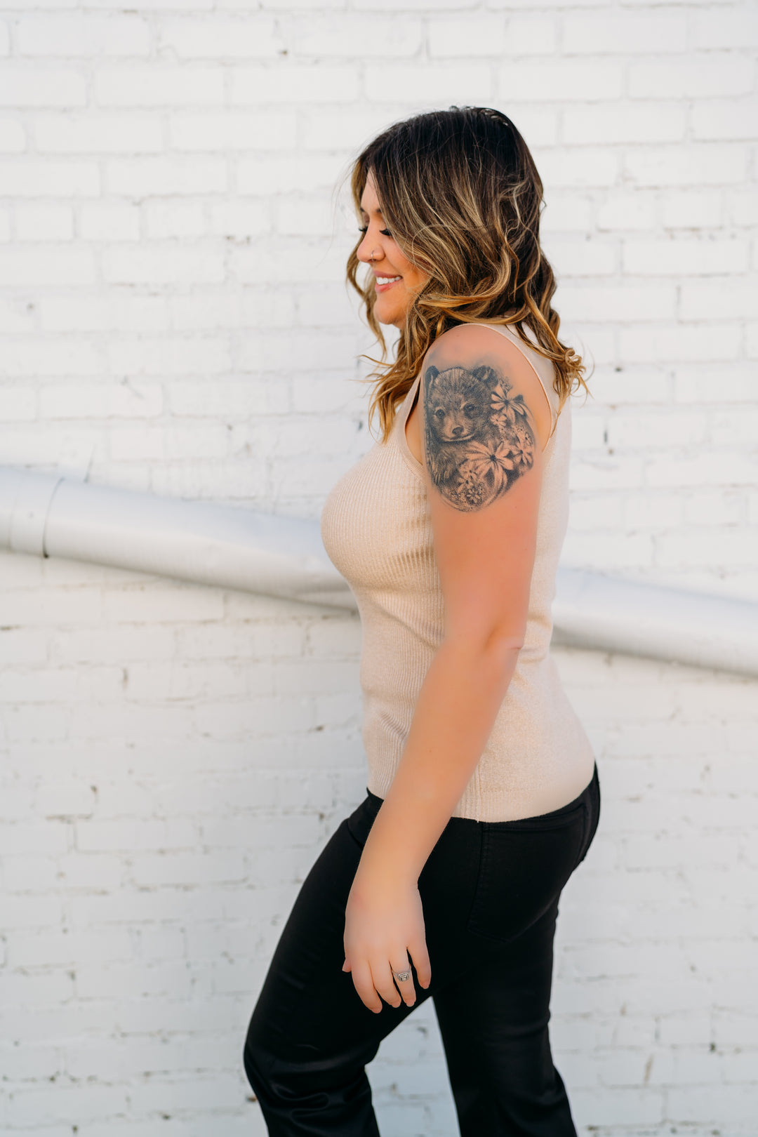 Esqualo: Light Sand Lurex Top 31500