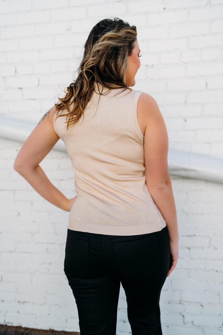 Esqualo: Light Sand Lurex Top 31500