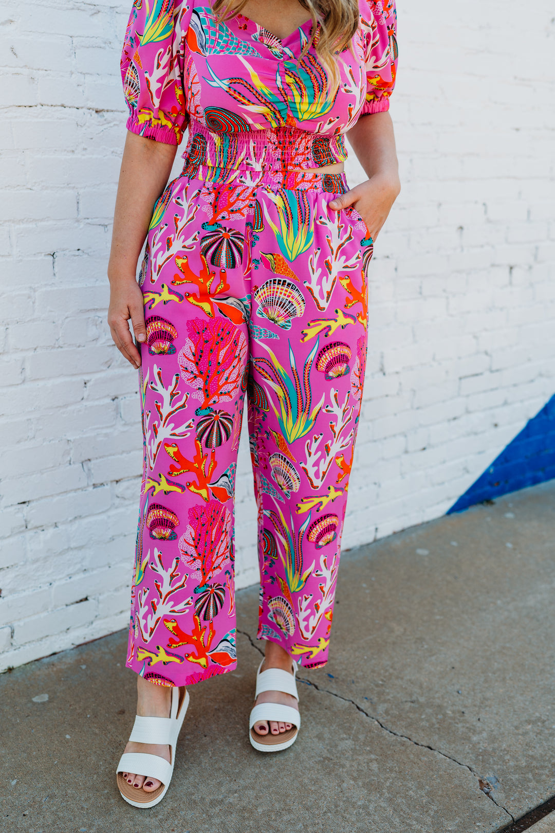 Joy Joy: Seashells Pink Palazzo Pant 72D7541A