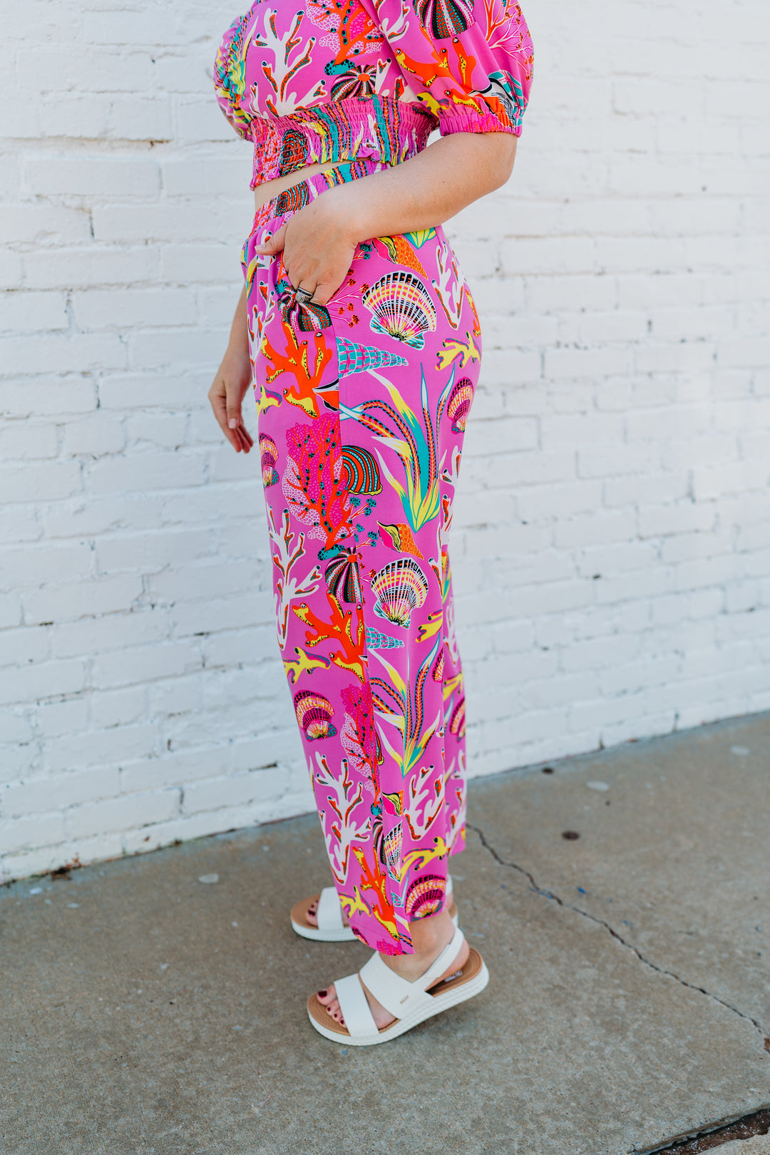 Joy Joy: Seashells Pink Palazzo Pant 72D7541A