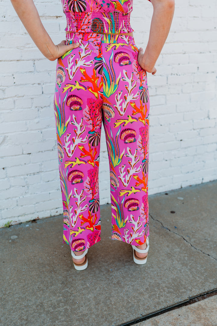 Joy Joy: Seashells Pink Palazzo Pant 72D7541A