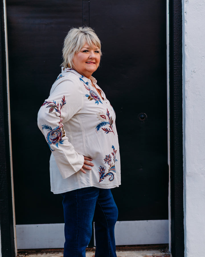 Johnny Was: Vintage Button Down Shirt in Shell