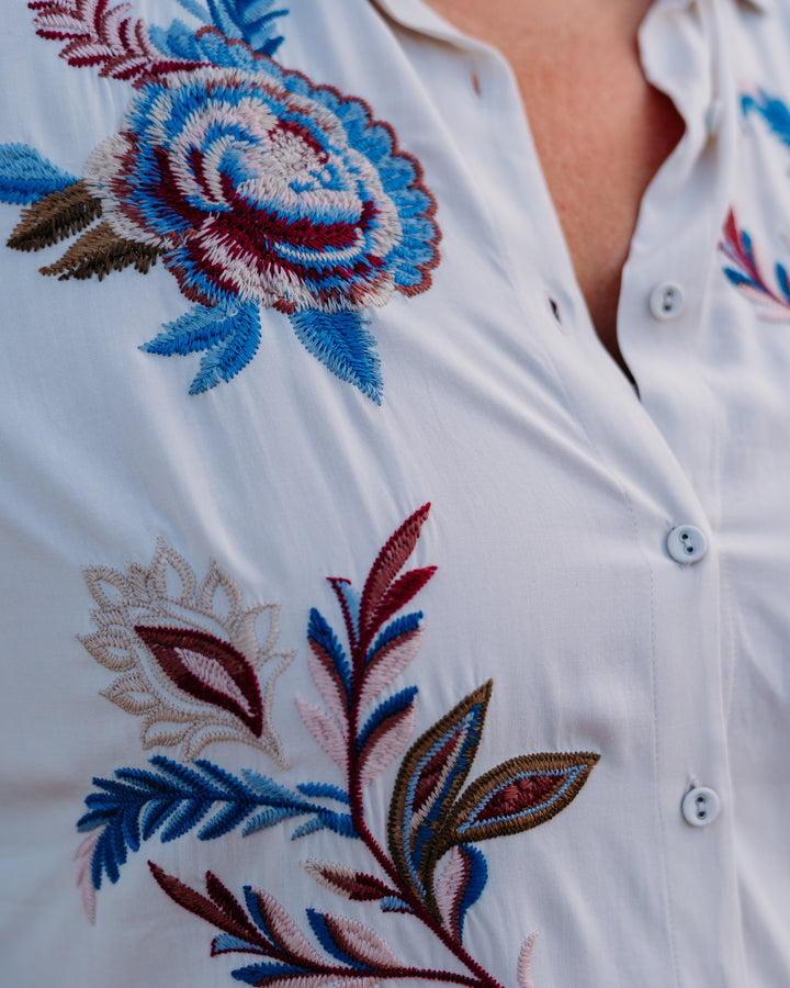 Johnny Was: Vintage Button Down Shirt in Shell