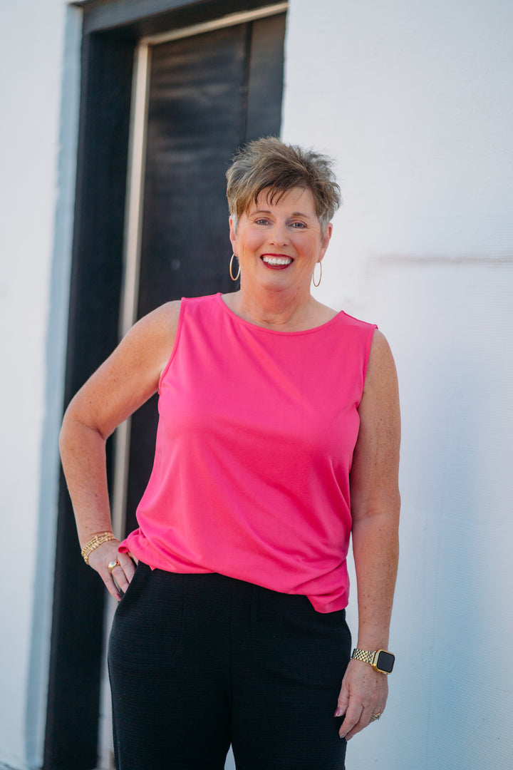 Multiples: (Fiesta) Solid Knit Tank Top in Magenta M25103TM