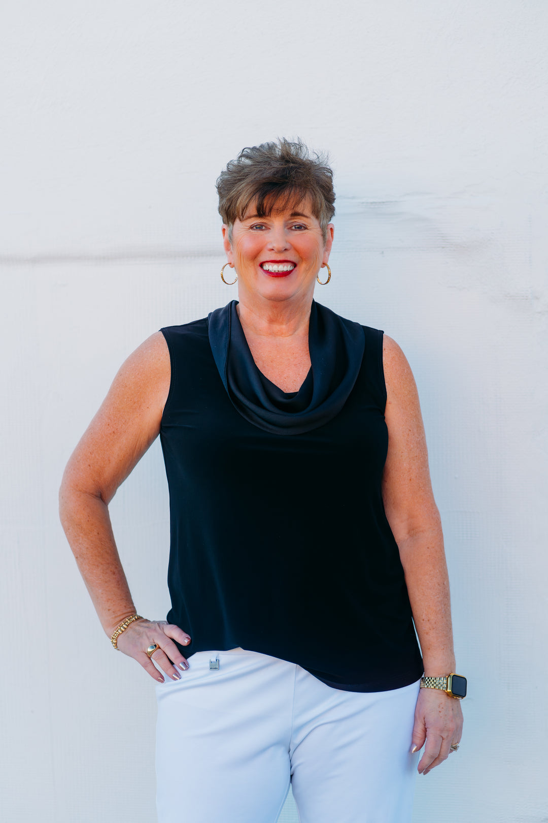 Joseph Ribkoff: Silky Knit and Satin Sleeveless Top