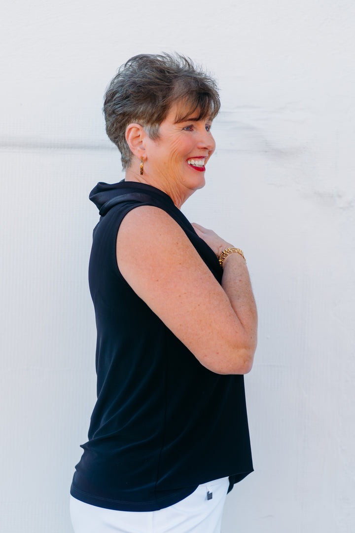 Joseph Ribkoff: Silky Knit and Satin Sleeveless Top