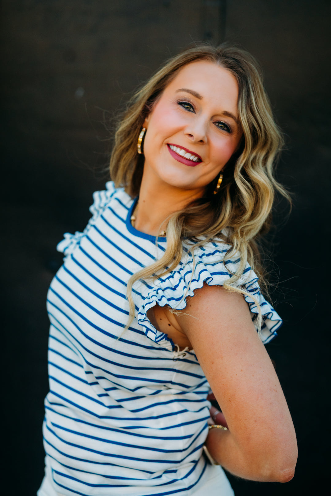 Another Love: Akiko Top in Navy/White