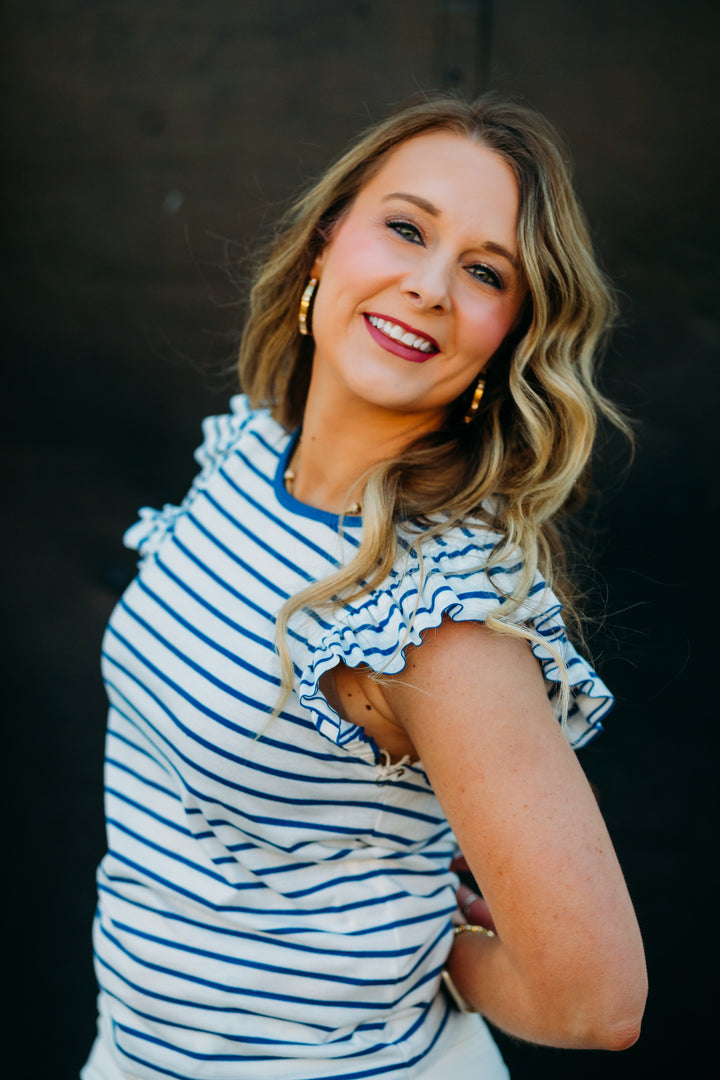 Another Love: Akiko Top in Navy/White