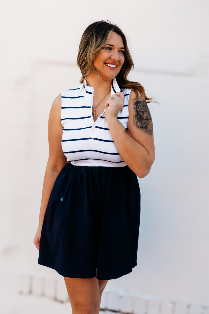 Steve Madden: Lyon Dress in Navy Stripe