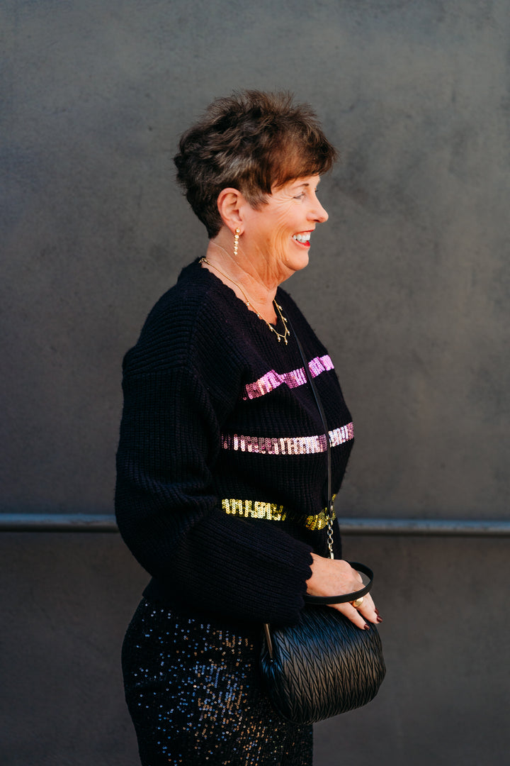 Design History: Black Sequin Combo Sweater