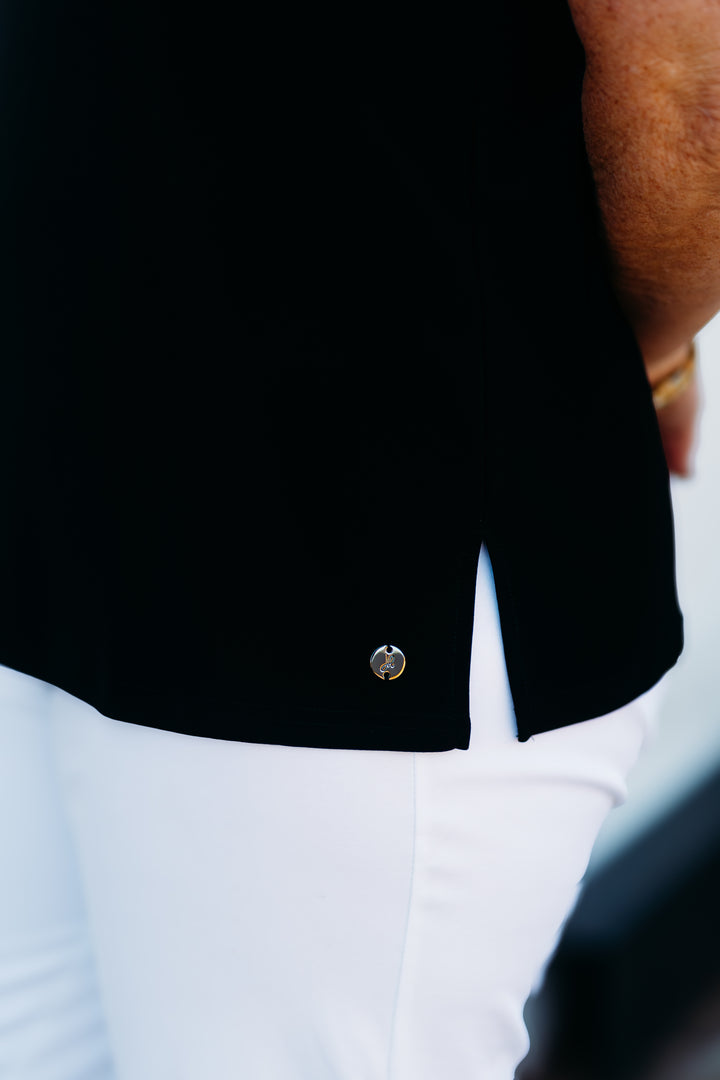 Joseph Ribkoff: Silky Knit and Satin Sleeveless Top