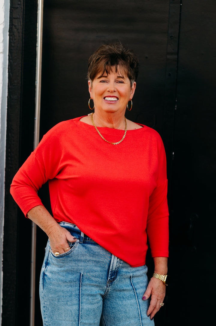 Karen Kane: Boatneck Top in Cherry