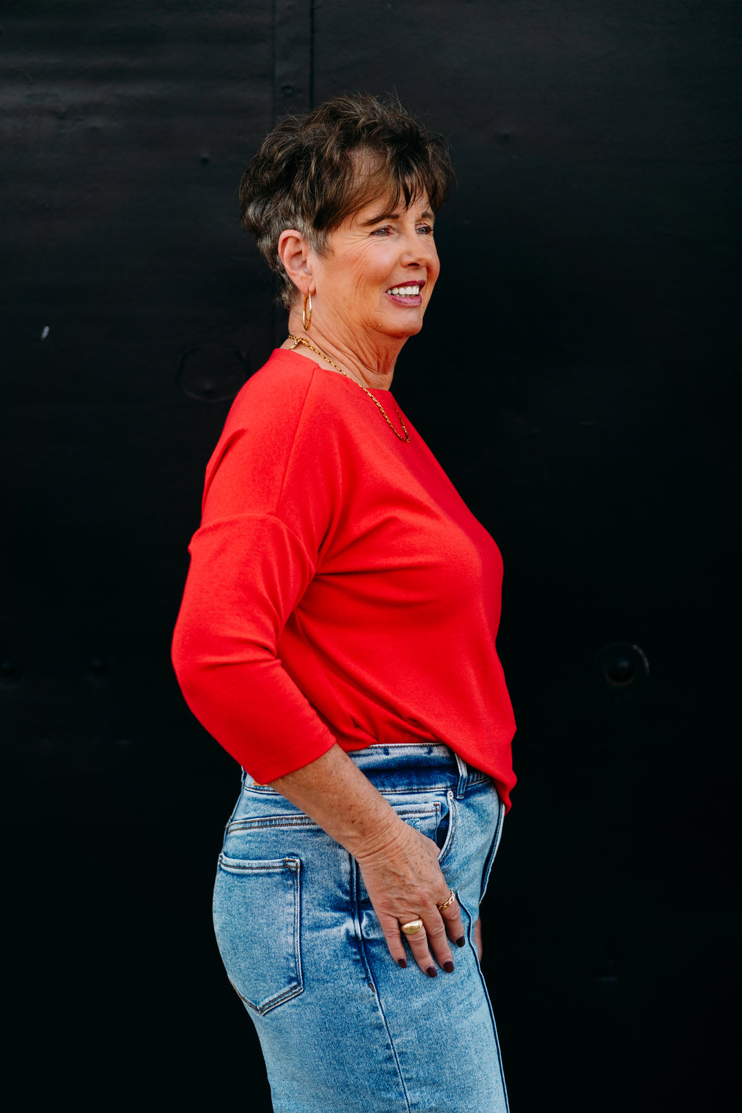 Karen Kane: Boatneck Top in Cherry