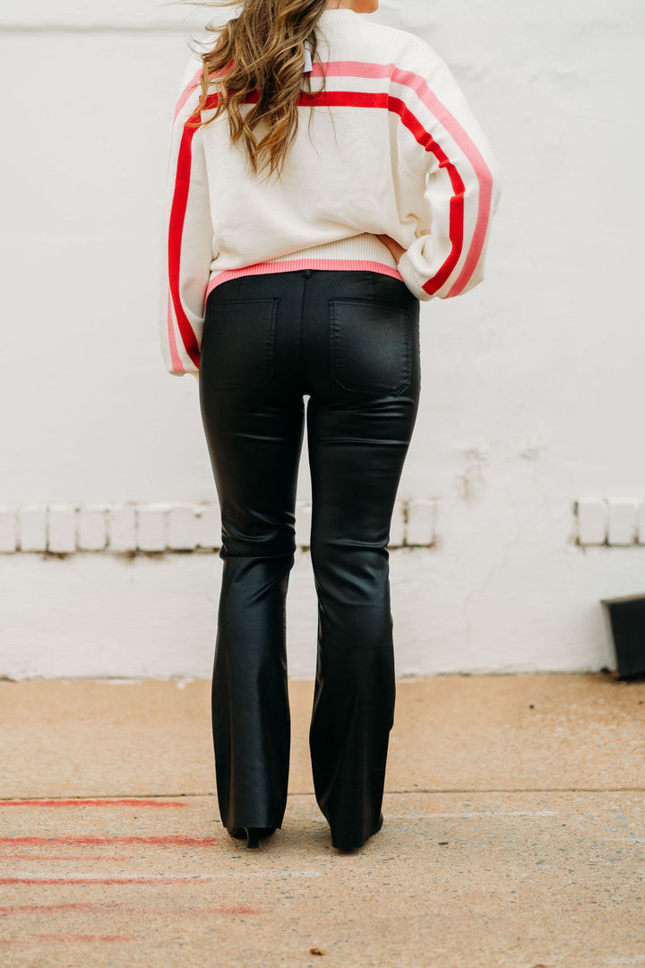 Kut: Stella High Rise Flare Raw Hem in Black