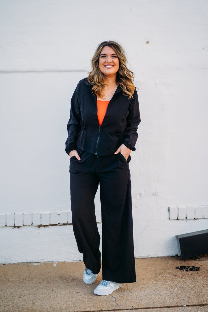 Spanx: On the Move Wide Leg Pant in Very Black