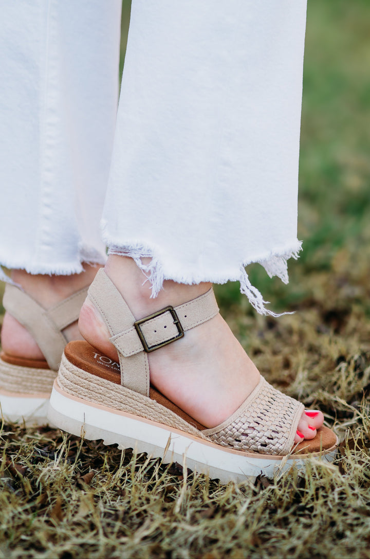 Toms: Diana Sandals in Champagne Gold Metallic Weave