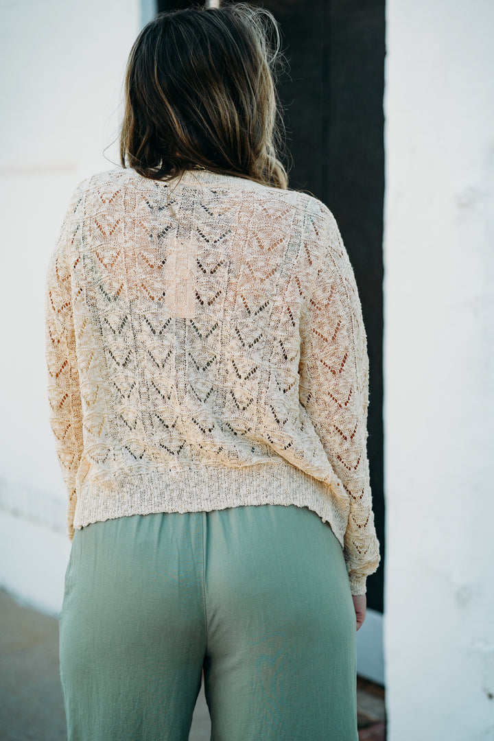 Esqualo: Fancy Knit Cardigan in Light Sand 02210
