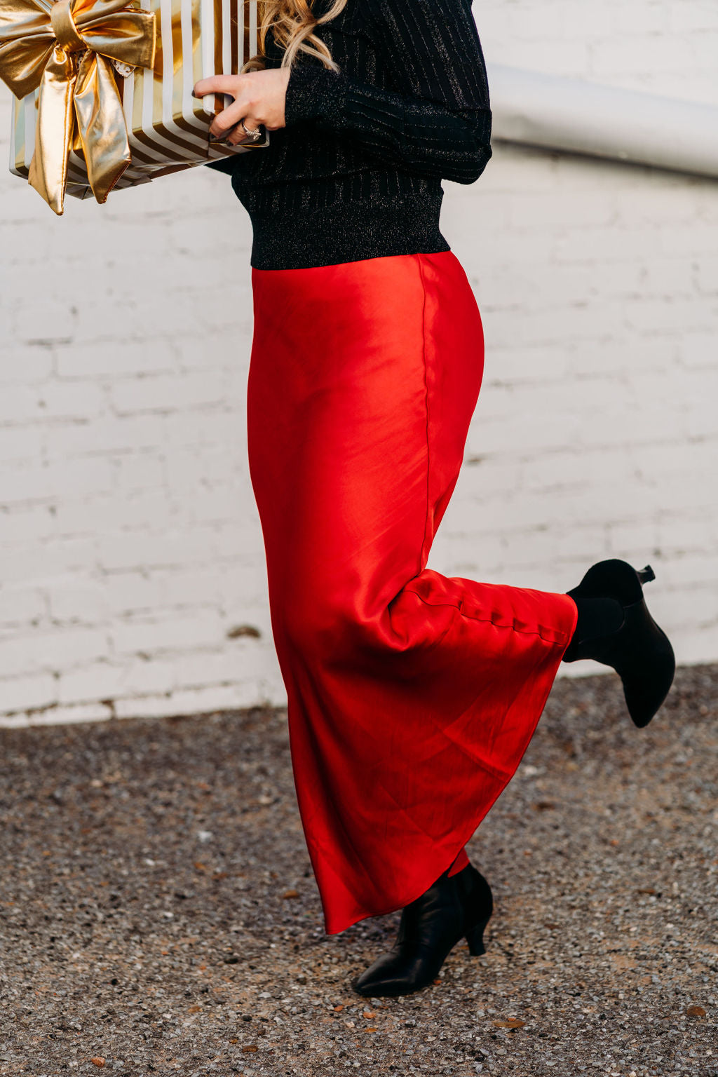 Z Supply: Europa Poly Sheen Skirt in Haute Red