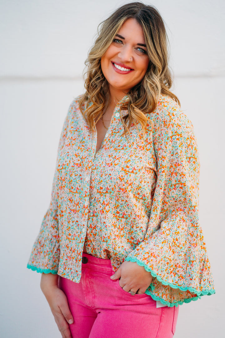 Sister Mary: Luz Coral Floral Top