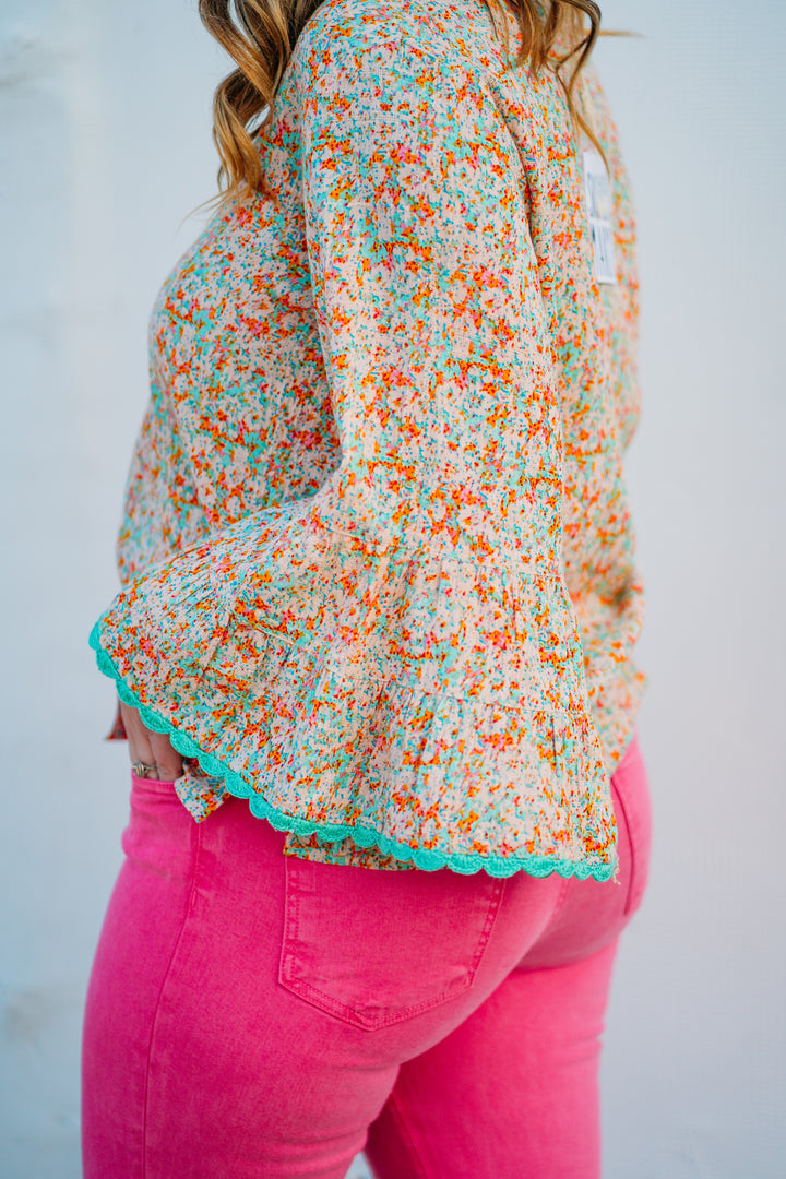 Sister Mary: Luz Coral Floral Top