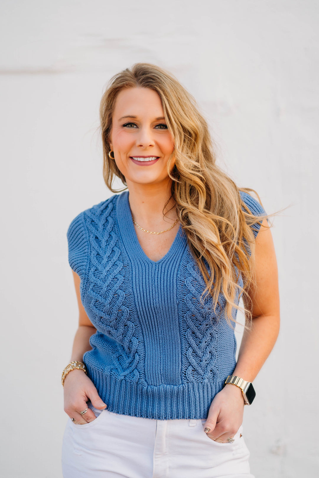 Another Love: Emberly Knit Top in Stormy Blue