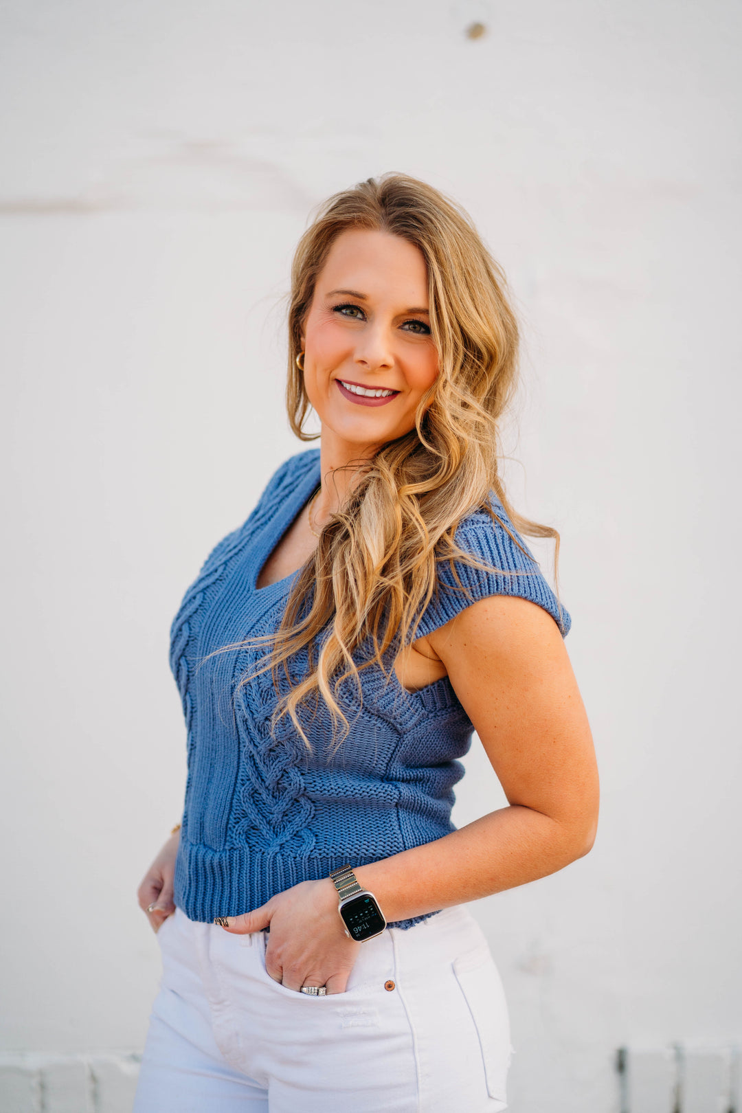 Another Love: Emberly Knit Top in Stormy Blue