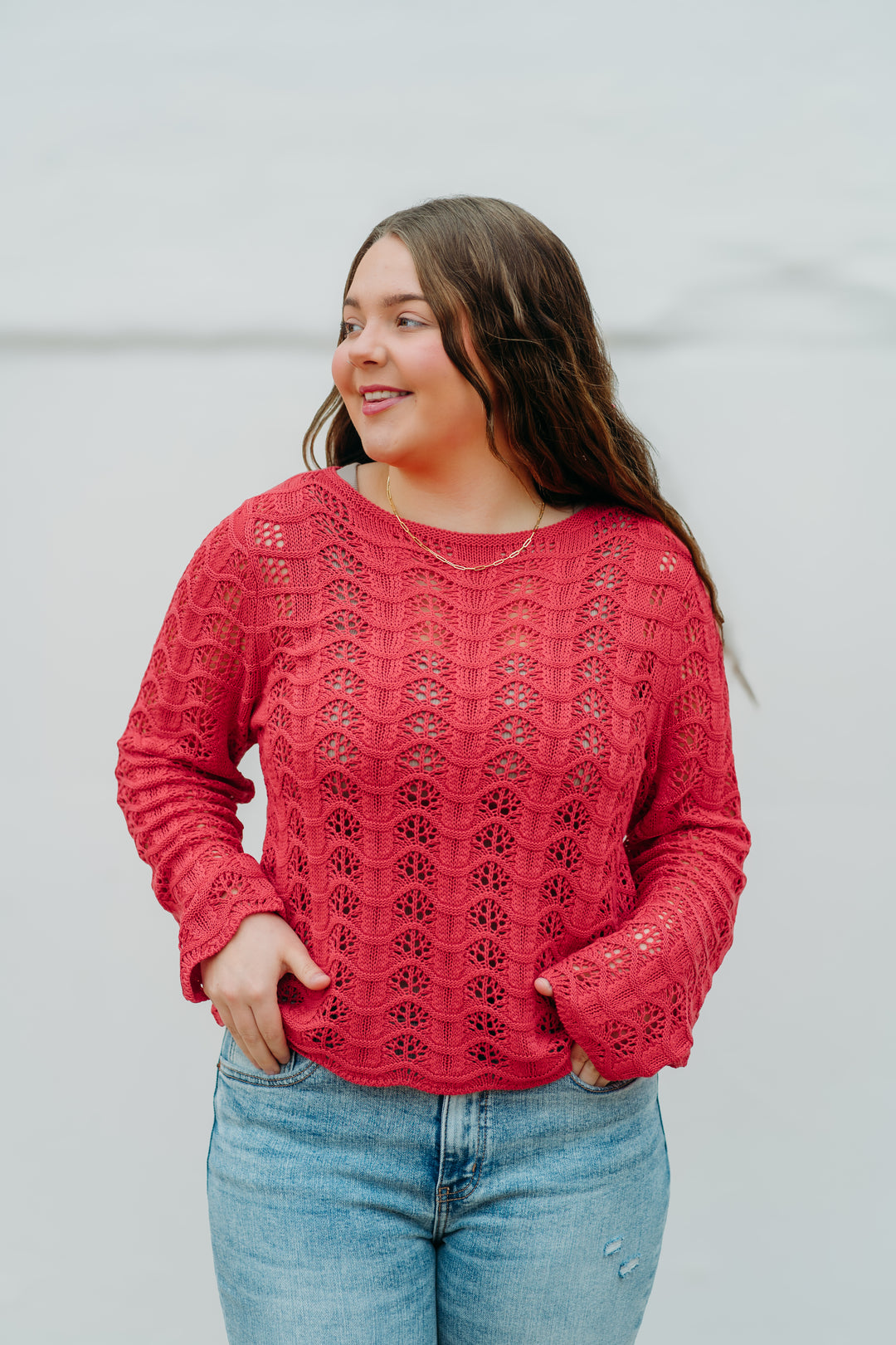 Z Supply: Azura Crochet Sweater in Persimmon
